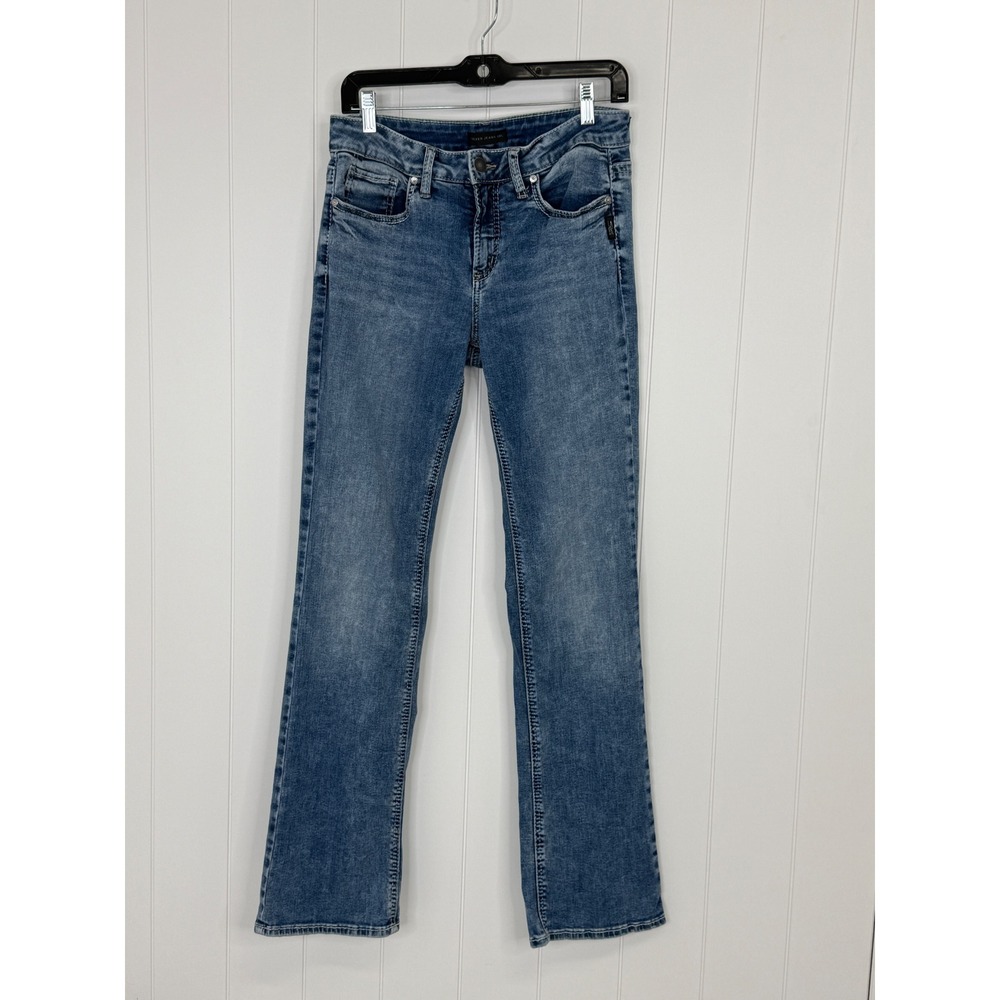Silver Jeans Suki Slim Bootcut Jeans Women 30x33 Embroidered Denim Thick‎ Stitch